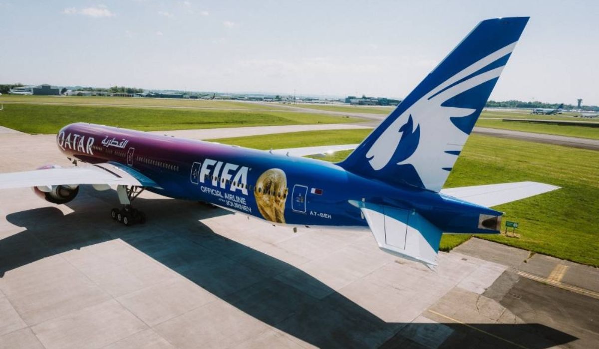 Qatar Airways reveals FIFA special livery on a Boeing 777 ahead of the 2026 World Cup